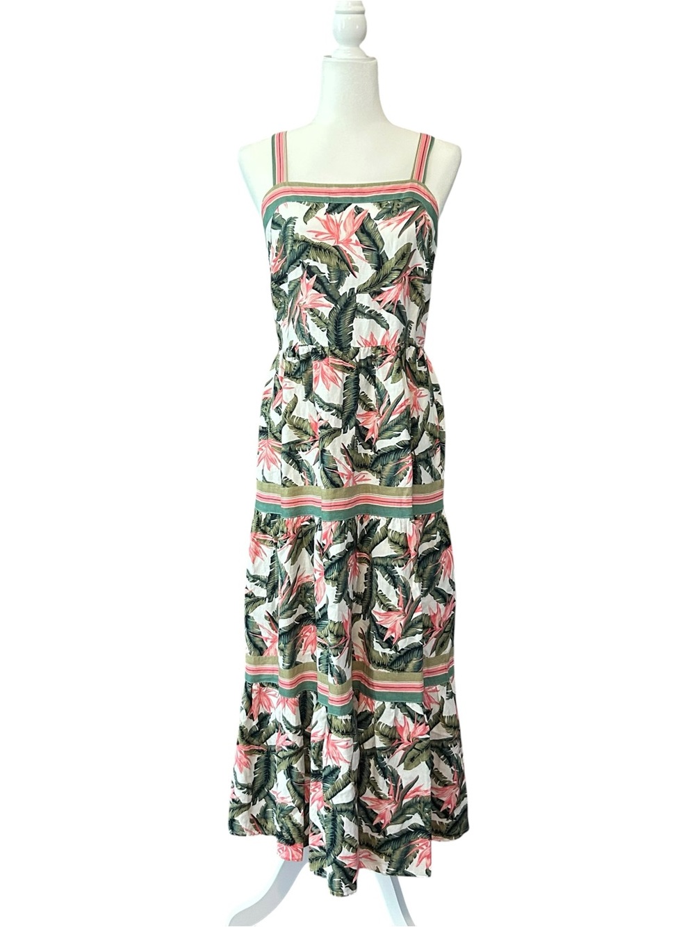 NWT LOFT Paradise Sleeveless Tiered Summer Maxi Sun Dress SZ 8P‎ Multicolor